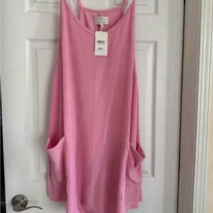 Simply Southern Pink Waffle Knit Tank Romper